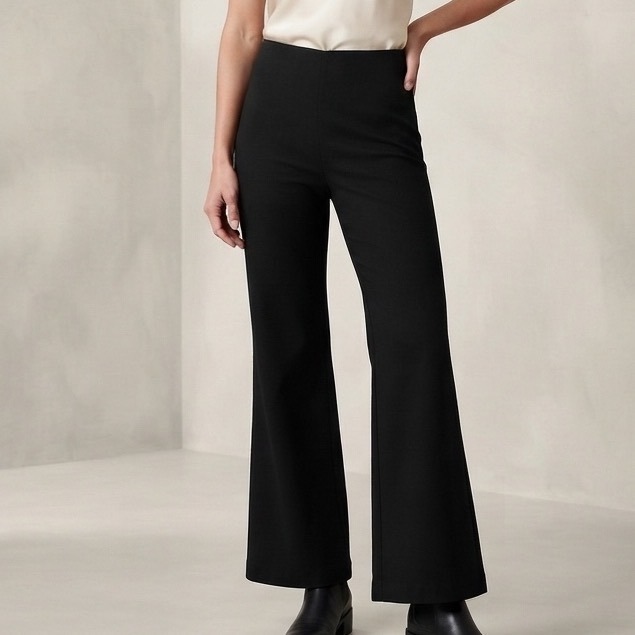 Fabletics Womens Black Flare Leg Side Zip Pants Business Casual Size S